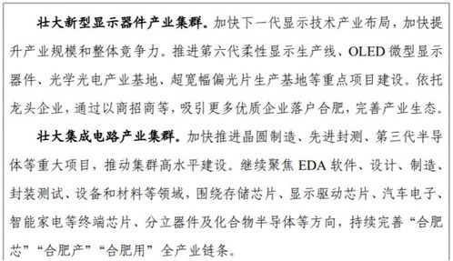合肥 重点支持新型显示 集成电路 人工智能及高端软件等支柱产业发展